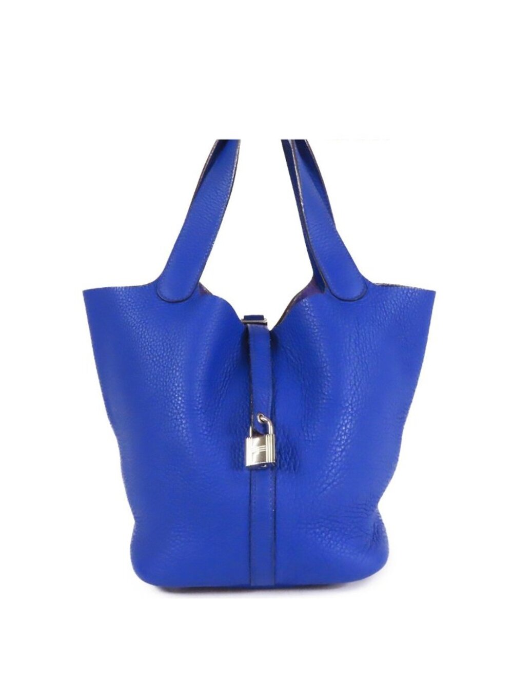 Hermes Picotin Lock MM Blue Electric Silver Taurillon Handbag